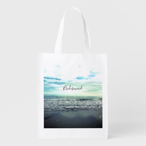 Bridesmaid Gift Beach Ocean Sea Abstract Blue Cute Grocery Bag