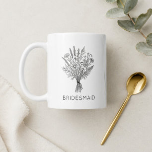 Bridesmaid Gift Black and White Floral  Coffee Mug