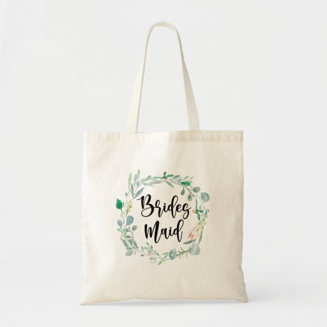 Bridesmaid Gift Botanical Greenery Wedding Tote Bag (Front)