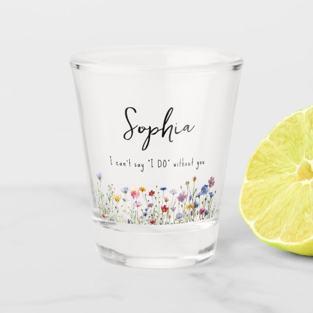 Bridesmaid gift box Wildflowers Shot Glass (Front)