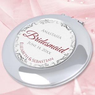 Dusty blue floral bridesmaid gift compact mirror