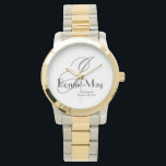 Bridesmaid Gift Elegant Monogram Rustic Chic Watch<br><div class="desc">Wedding Party Gifts Bridesmaid Gift Elegant Monogram Rustic Chic Watch. Simple elegant Bridesmaid gift with classic monogram initial name and date printed on the dial. Click personalize this template to customize it with your monogram initial, the first name and marriage date quickly and easily. Bridesmaid Gift Elegant Monogram Rustic Chic...</div>