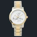 Bridesmaid Gift Elegant Monogram Rustic Chic Watch<br><div class="desc">Wedding Party Gifts Bridesmaid Gift Elegant Monogram Rustic Chic Watch. Simple elegant Bridesmaid gift with classic monogram initial name and date printed on the dial. Click personalize this template to customize it with your monogram initial, the first name and marriage date quickly and easily. Bridesmaid Gift Elegant Monogram Rustic Chic...</div>