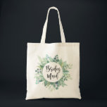 Bridesmaid Gift Eucalyptus Greenery Wedding Tote Bag<br><div class="desc">Modern bridesmaid gift tote with botanical greenery. Wedding party favor.</div>