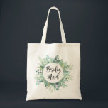 Bridesmaid Gift Eucalyptus Greenery Wedding Tote Bag<br><div class="desc">Modern bridesmaid gift tote with botanical greenery. Wedding party favor.</div>