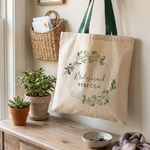 Bridesmaid Gift Greenery Eucalyptus Geometric Tote Bag