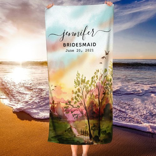 Bridesmaid Gift _ Maid of Honor Personalized Name  Beach Towel