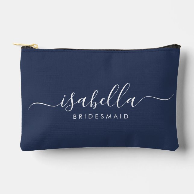 Bridesmaid Gift Midnight Blue Accessory Pouch (Front)