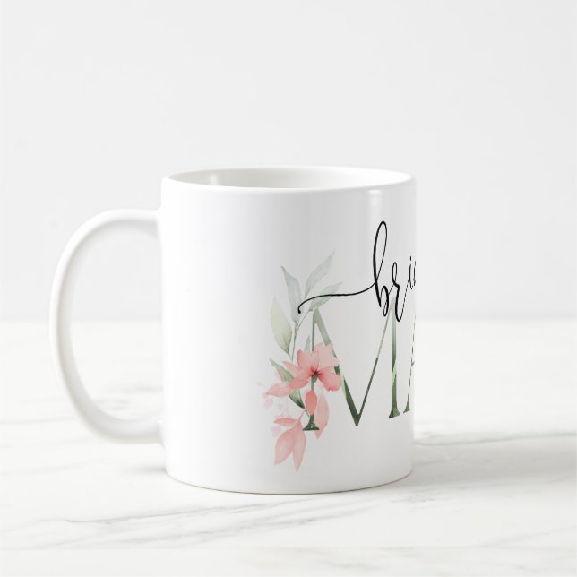 Bridesmaid Gift Mug, Floral Wedding Party Gift,  Coffee Mug (Left)