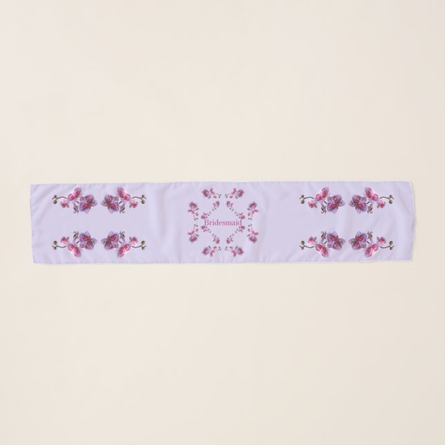 Bridesmaid Gift Orchids Long Chiffon Scarf (Front (Horizontal))