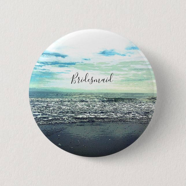Bridesmaid Gift Party Favor Beach Ocean Abstract Button (Front)