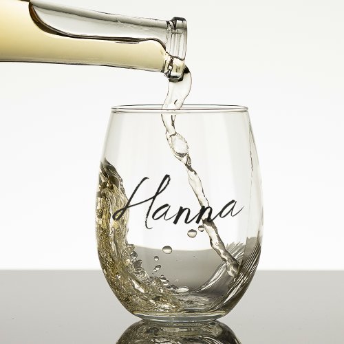 Bridesmaid Gift Personalized Feminine Script Name Stemless Wine Glass