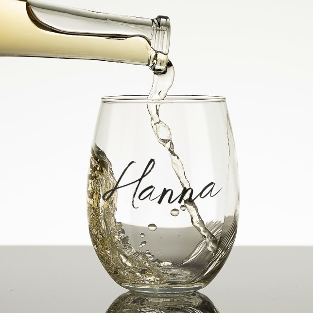 Bridesmaid Gift Personalized Feminine Script Name Stemless Wine Glass (bridesmaid gift idea)