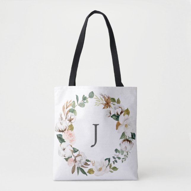 Bridesmaid Gift Personalized Tote Bag Magnolia (Front)