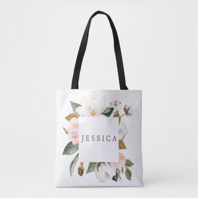 Bridesmaid Gift Personalized Tote Bag Magnolia (Front)