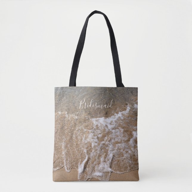 Bridesmaid Gift Sandy Beach Ocean Sea Water Waves  Tote Bag (Front)