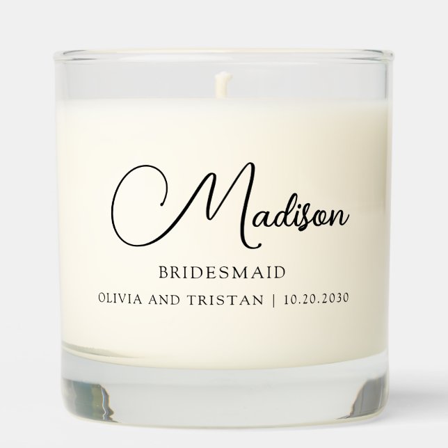 Bridesmaid Gift Script Name Scented Jar Candle (Front)