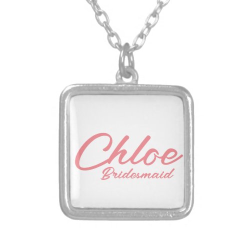 BRIDESMAID GIFT SILVER PLATED NECKLACE