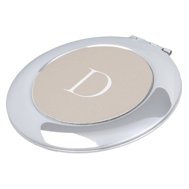 Bridesmaid Gift Taupe Custom Initial  Compact Mirror (Turned)