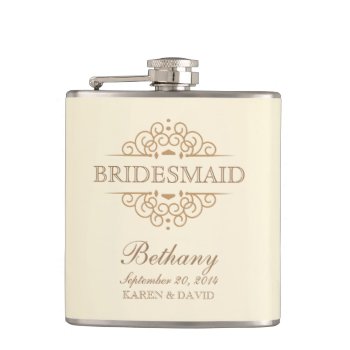 Bridesmaid Gift Vintage Wedding Party Flask by weddingtrendy at Zazzle
