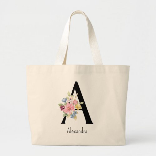 Bridesmaid Gift Wild Flower Alphabet A Tote Bag