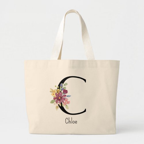 Bridesmaid Gift Wild Flower Alphabet C Tote Bag