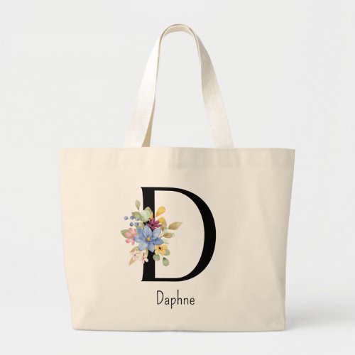 Bridesmaid Gift Wild Flower Alphabet D Tote Bag