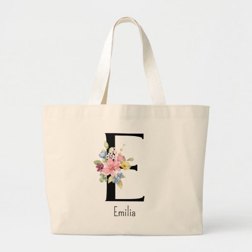 Bridesmaid Gift Wild Flower Alphabet E Tote Bag