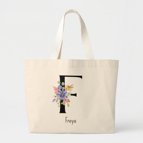 Bridesmaid Gift Wild Flower Alphabet F Tote Bag