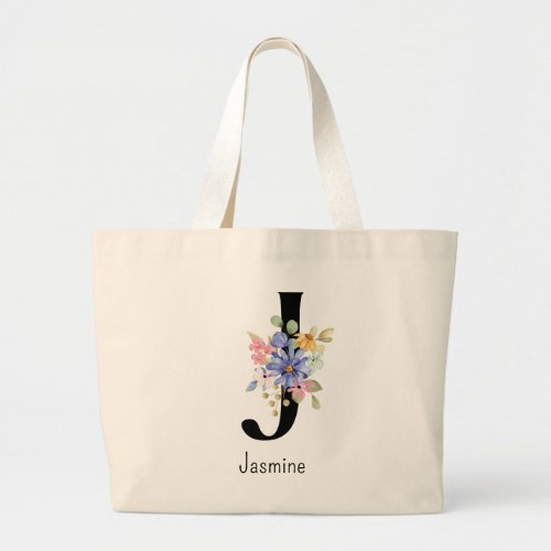 Bridesmaid Gift Wild Flower Alphabet J Tote Bag