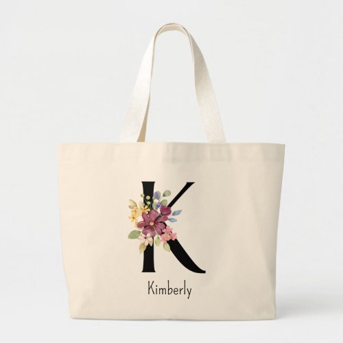 Bridesmaid Gift Wild Flower Alphabet K Tote Bag