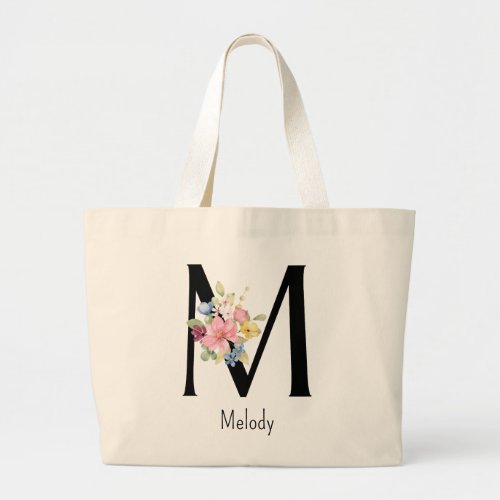 Bridesmaid Gift Wild Flower Alphabet M Tote Bag