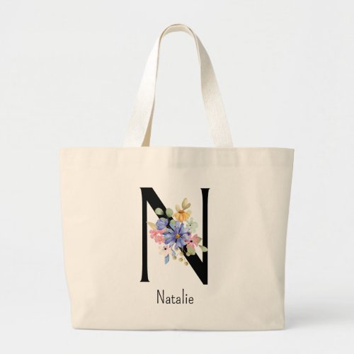 Bridesmaid Gift Wild Flower Alphabet N Tote Bag