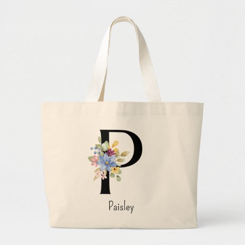 Bridesmaid Gift Wild Flower Alphabet P Tote Bag