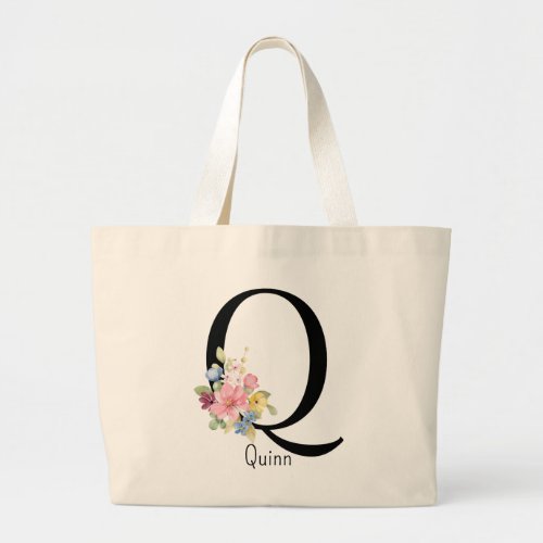 Bridesmaid Gift Wild Flower Alphabet Q Tote Bag