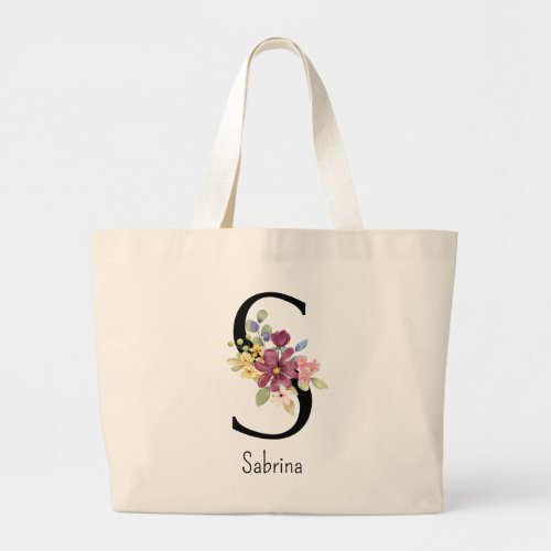 Bridesmaid Gift Wild Flower Alphabet S Tote Bag