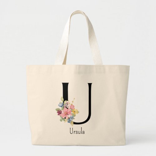 Bridesmaid Gift Wild Flower Alphabet U Tote Bag