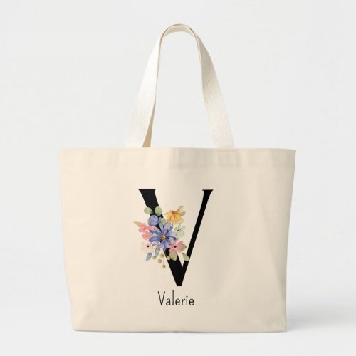 Bridesmaid Gift Wild Flower Alphabet V Tote Bag