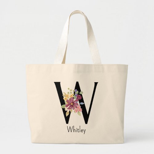 Bridesmaid Gift Wild Flower Alphabet W Tote Bag