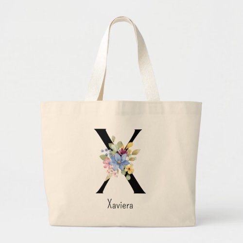 Bridesmaid Gift Wild Flower Alphabet X Tote Bag