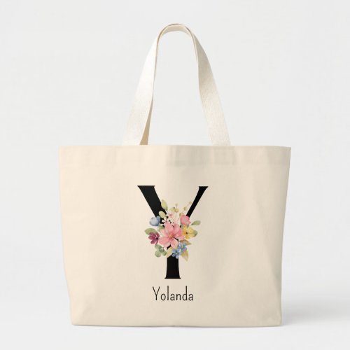 Bridesmaid Gift Wild Flower Alphabet Y Tote Bag