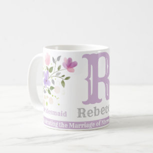 Bridesmaid Gift with Name & Initial. Floral Design Coffee Mug