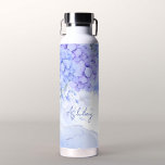 Bridesmaid gifts blue elegant hydrangeas custom water bottle<br><div class="desc">Something Blue hydrangeas elegant floral bridal shower bridesmaid gifts bridal party favors,  botanical watercolor flowers,  light blue watercolor background,  modern casual script.</div>