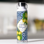Bridesmaid gifts blue tiles lemon Italian themed  Water Bottle<br><div class="desc">Bridesmaid gifts blue tiles lemon Italian themed personalized name Water Bottle,  a beautiful keepsake gift for your special girls.</div>