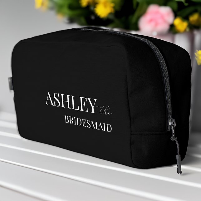 Bridesmaid gifts personalized black bag (Bridesmaid gifts personalized name black bag Dopp Kit black gifts bag bridal party favors )
