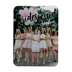 Bridesmaid Gifts Personalized Black Modern Photo Magnet