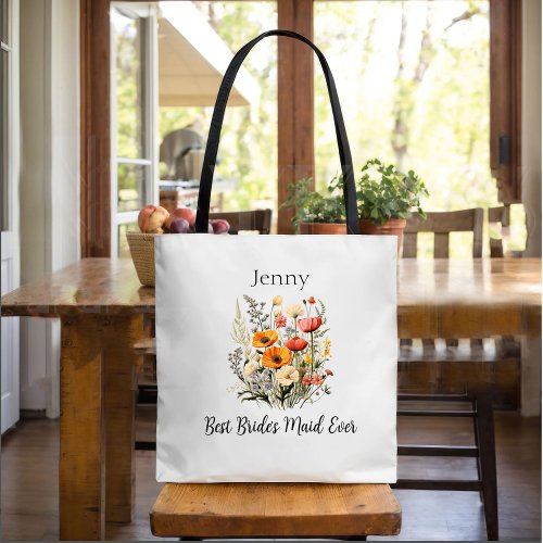 Bridesmaid Gifts Personalized Floral Bridal Party Tote Bag