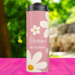 Bridesmaid gifts retro daisy desert pink custom thermal tumbler<br><div class="desc">Floral daisy desert retro pink bridal shower boho vintage flowers,  simple modern script bridesmaid gifts practical bridal party favors personalized name thermal tumbler.</div>