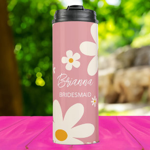 Bridesmaid gifts retro daisy desert pink custom thermal tumbler