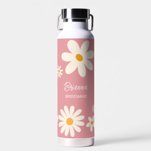 Bridesmaid gifts retro daisy desert pink custom water bottle